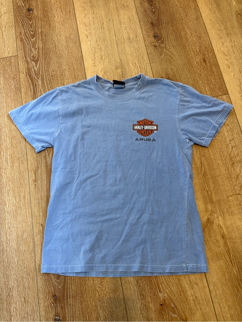 Harley-Davidson Light Blue Short-Sleeve Tee with Orange Logo